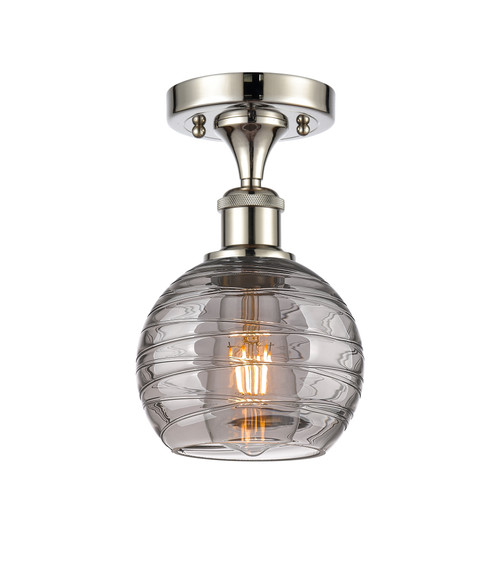 INNOVATIONS 516-1C-PN-G1213-6SM Deco Swirl 1 Light 6 inch Semi-Flush Mount Polished Nickel