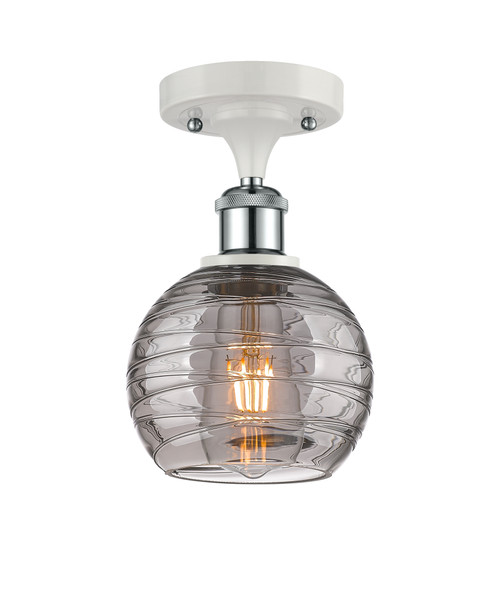 INNOVATIONS 516-1C-WPC-G1213-6SM Deco Swirl 1 Light 6 inch Semi-Flush Mount White and Polished Chrome