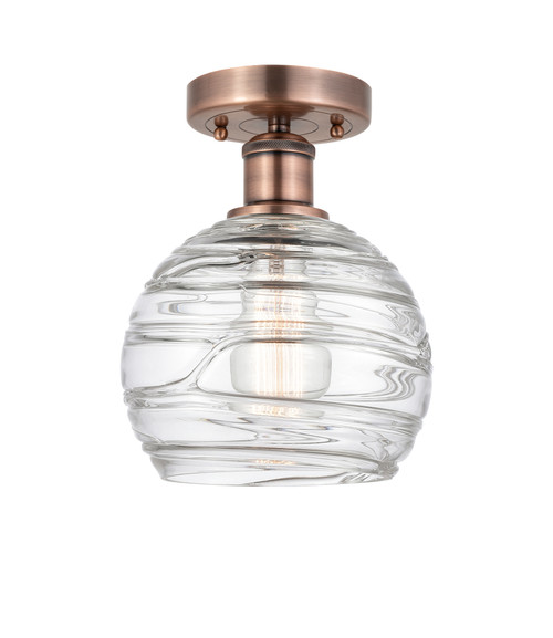 INNOVATIONS 616-1F-AC-G1213-8 Athens Deco Swirl 1 8 inch Semi-Flush Mount Antique Copper INNOVATIONS 616-1F-AC-G1213-8 Athens Deco Swirl 1 8 inch Semi-Flush Mount Antique Copper