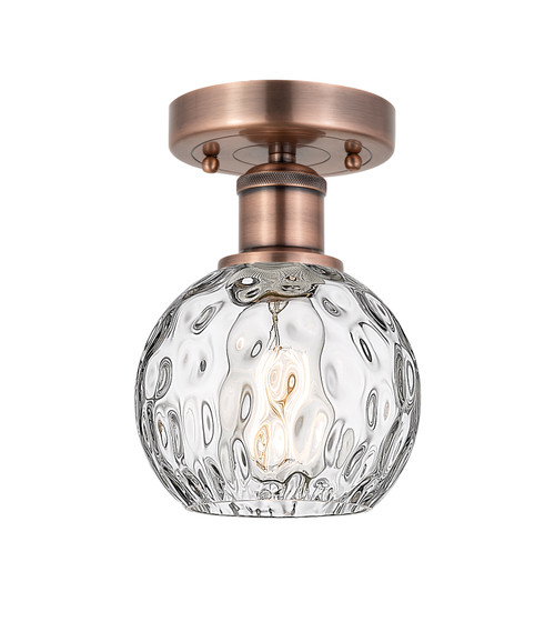 INNOVATIONS 616-1F-AC-G1215-6 Athens Water Glass 1 6 inch Semi-Flush Mount Antique Copper