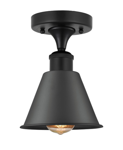 INNOVATIONS 616-1F-BK-M8-BK Smithfield 1 Light Semi-Flush Mount part of the Ballston Collection Matte Black