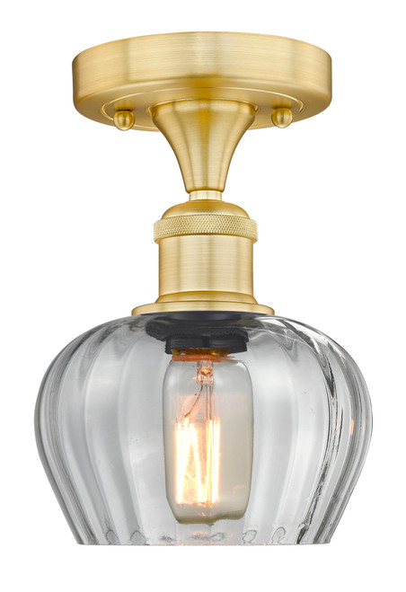 INNOVATIONS 616-1F-SG-G92 Fenton 1 6.5 inch Semi-Flush Mount Satin Gold