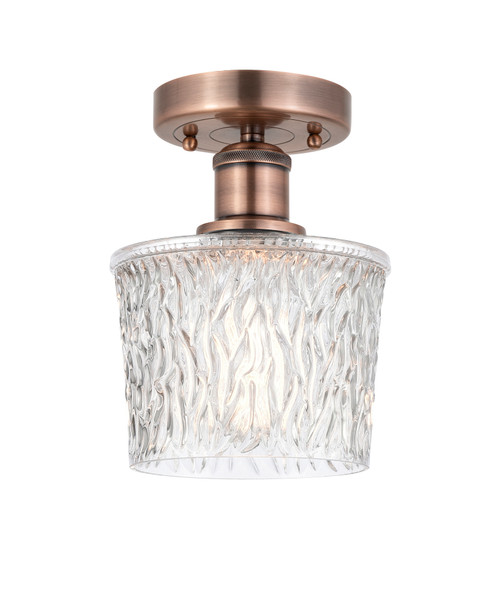 INNOVATIONS 616-1F-AC-G402 Niagra 1 6.5 inch Semi-Flush Mount Antique Copper