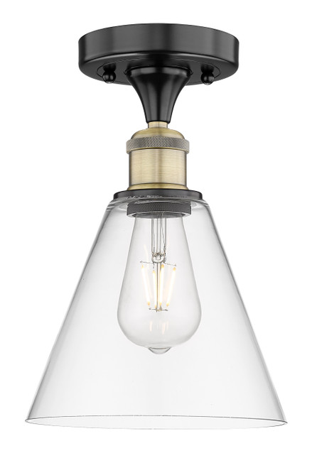 INNOVATIONS 616-1F-BAB-GBC-82 Berkshire 1 8 inch Semi-Flush Mount Black Antique Brass