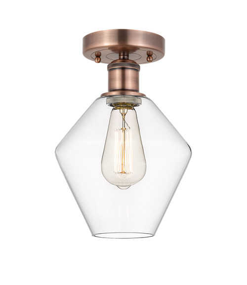 INNOVATIONS 616-1F-AC-G652-8 Cindyrella 1 8 inch Semi-Flush Mount Antique Copper