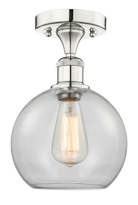 INNOVATIONS 616-1F-PN-G122-8 Athens 1 8 inch Semi-Flush Mount Polished Nickel