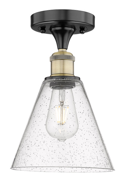 INNOVATIONS 616-1F-BAB-GBC-84 Berkshire 1 8 inch Semi-Flush Mount Black Antique Brass