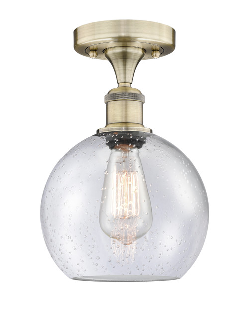 INNOVATIONS 616-1F-AB-G124-8 Athens 1 8 inch Semi-Flush Mount Antique Brass