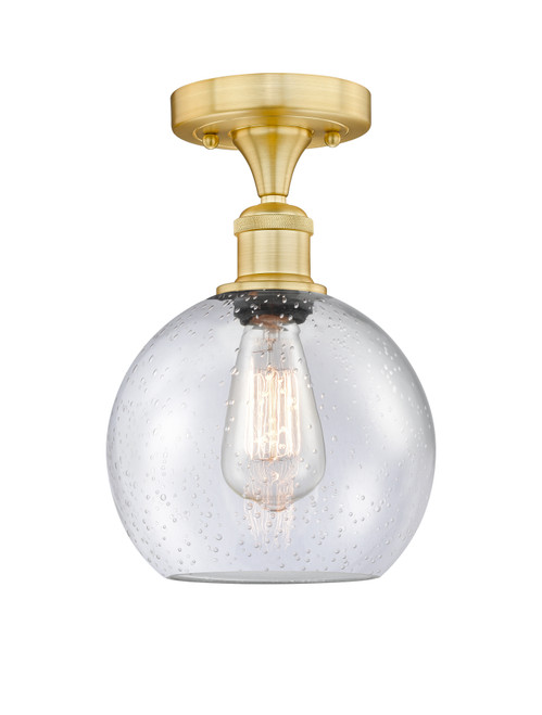 INNOVATIONS 616-1F-SG-G124-8 Athens 1 8 inch Semi-Flush Mount Satin Gold INNOVATIONS 616-1F-SG-G124-8 Athens 1 8 inch Semi-Flush Mount Satin Gold