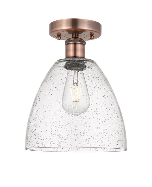 INNOVATIONS 616-1F-AC-GBD-94 Bristol Glass 1 9 inch Semi-Flush Mount Antique Copper