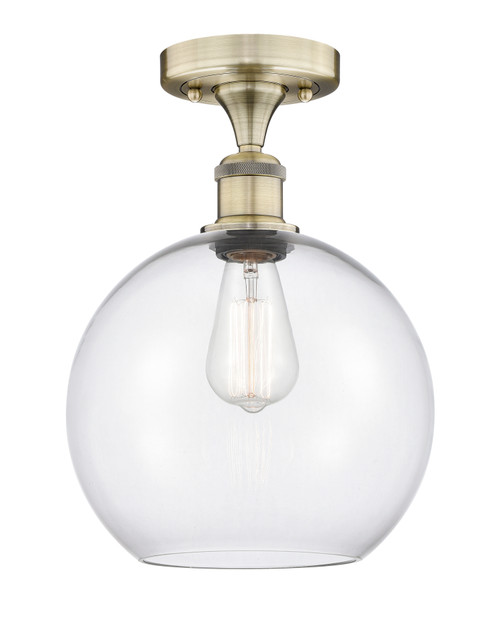 INNOVATIONS 616-1F-AB-G122-10 Athens 1 10 inch Semi-Flush Mount Antique Brass