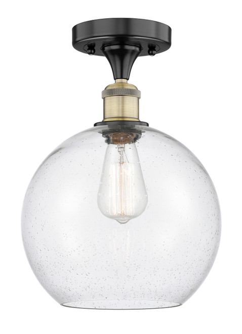 INNOVATIONS 616-1F-BAB-G124-10 Athens 1 10 inch Semi-Flush Mount Black Antique Brass