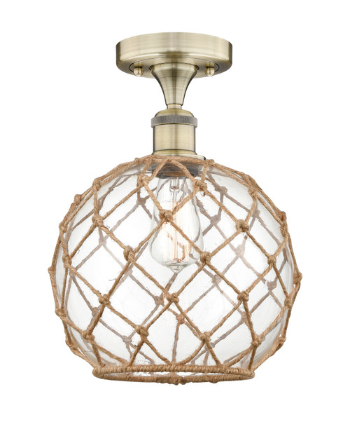INNOVATIONS 616-1F-AB-G122-10RB Farmhouse Rope 1 10 inch Semi-Flush Mount Antique Brass INNOVATIONS 616-1F-AB-G122-10RB Farmhouse Rope 1 10 inch Semi-Flush Mount Antique Brass