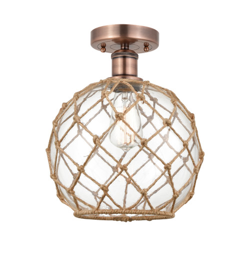 INNOVATIONS 616-1F-AC-G122-10RB Farmhouse Rope 1 10 inch Semi-Flush Mount Antique Copper INNOVATIONS 616-1F-AC-G122-10RB Farmhouse Rope 1 10 inch Semi-Flush Mount Antique Copper