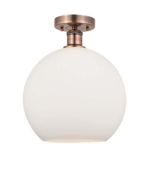 INNOVATIONS 616-1F-AC-G121-12 Athens 1 11.75 inch Semi-Flush Mount Antique Copper