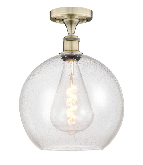 INNOVATIONS 616-1F-AB-G124-12 Athens 1 11.75 inch Semi-Flush Mount Antique Brass INNOVATIONS 616-1F-AB-G124-12 Athens 1 11.75 inch Semi-Flush Mount Antique Brass