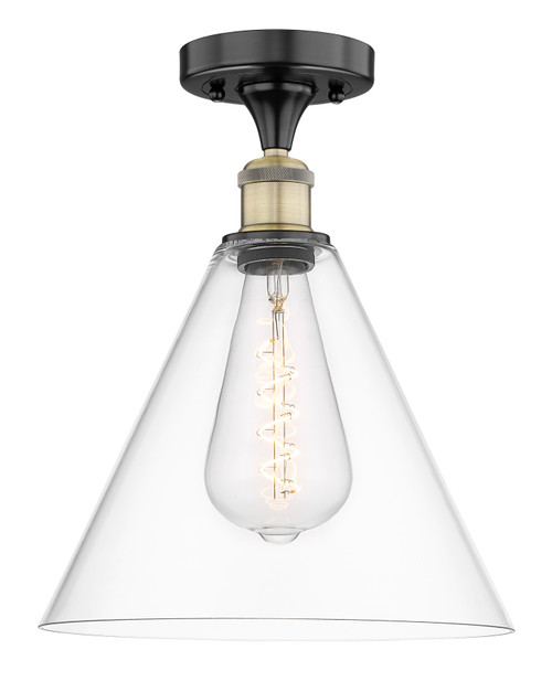 INNOVATIONS 616-1F-BAB-GBC-122 Berkshire 1 12 inch Semi-Flush Mount Black Antique Brass
