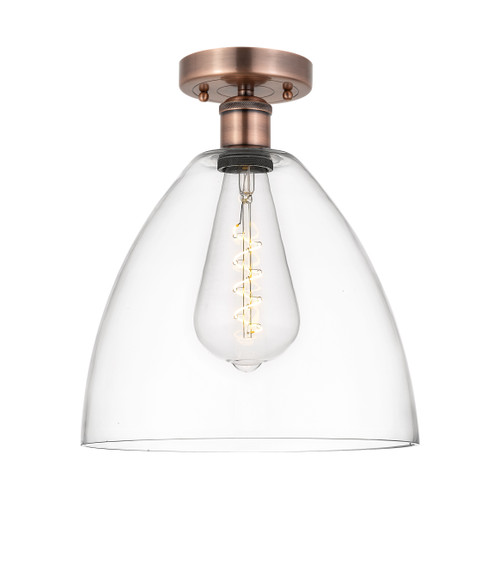 INNOVATIONS 616-1F-AC-GBD-122 Bristol Glass 1 12 inch Semi-Flush Mount Antique Copper