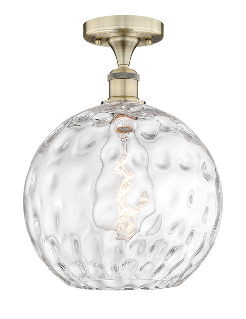INNOVATIONS 616-1F-AB-G1215-12 Athens Water Glass 1 12 inch Semi-Flush Mount Antique Brass INNOVATIONS 616-1F-AB-G1215-12 Athens Water Glass 1 12 inch Semi-Flush Mount Antique Brass