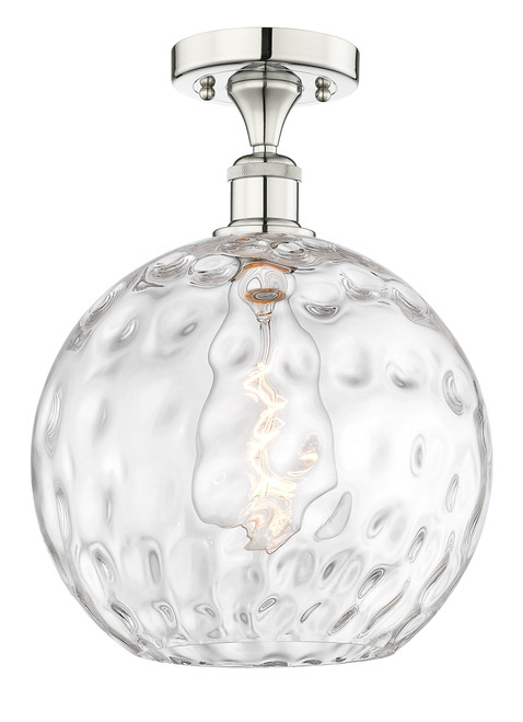 INNOVATIONS 616-1F-PN-G1215-12 Athens Water Glass 1 12 inch Semi-Flush Mount Polished Nickel