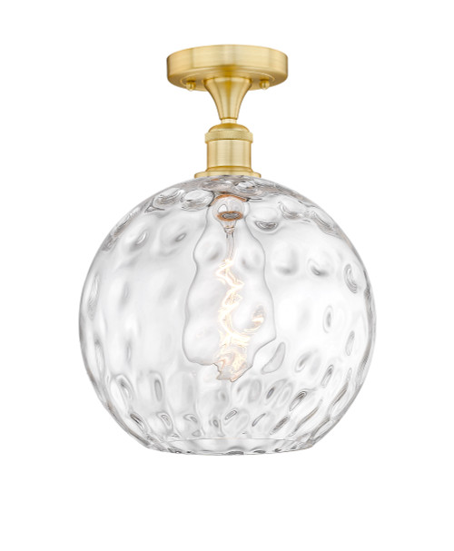 INNOVATIONS 616-1F-SG-G1215-12 Athens Water Glass 1 12 inch Semi-Flush Mount Satin Gold