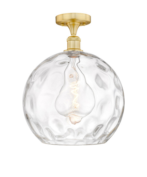 INNOVATIONS 616-1F-SG-G1215-14 Athens Water Glass 1 13 inch Semi-Flush Mount Satin Gold INNOVATIONS 616-1F-SG-G1215-14 Athens Water Glass 1 13 inch Semi-Flush Mount Satin Gold