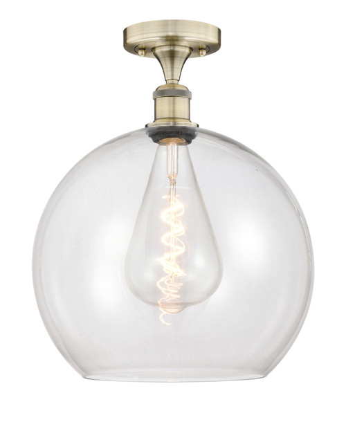 INNOVATIONS 616-1F-AB-G122-14 Athens 1 13.75 inch Semi-Flush Mount Antique Brass INNOVATIONS 616-1F-AB-G122-14 Athens 1 13.75 inch Semi-Flush Mount Antique Brass