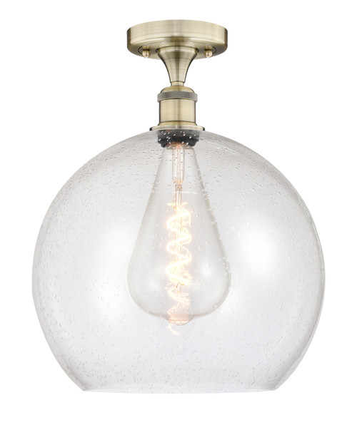 INNOVATIONS 616-1F-AB-G124-14 Athens 1 13.75 inch Semi-Flush Mount Antique Brass INNOVATIONS 616-1F-AB-G124-14 Athens 1 13.75 inch Semi-Flush Mount Antique Brass