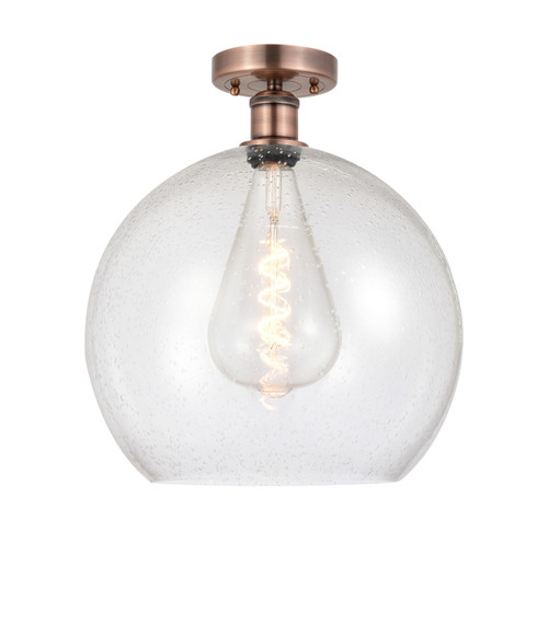 INNOVATIONS 616-1F-AC-G124-14 Athens 1 13.75 inch Semi-Flush Mount Antique Copper