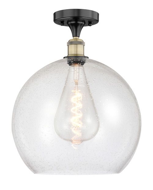 INNOVATIONS 616-1F-BAB-G124-14 Athens 1 13.75 inch Semi-Flush Mount Black Antique Brass