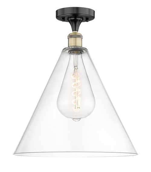 INNOVATIONS 616-1F-BAB-GBC-162 Berkshire 1 16 inch Semi-Flush Mount Black Antique Brass