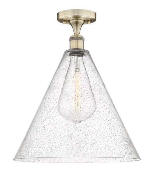 INNOVATIONS 616-1F-AB-GBC-164 Berkshire 1 16 inch Semi-Flush Mount Antique Brass