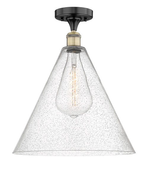 INNOVATIONS 616-1F-BAB-GBC-164 Berkshire 1 16 inch Semi-Flush Mount Black Antique Brass