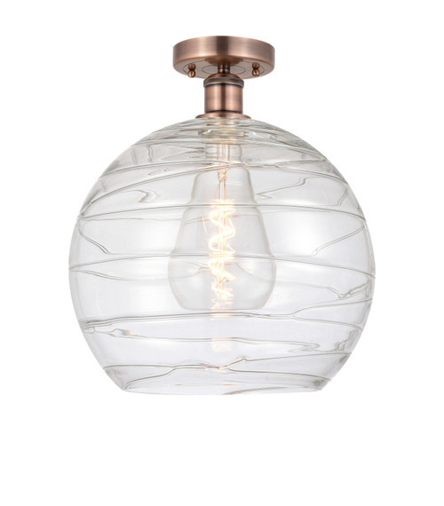 INNOVATIONS 616-1F-AC-G1213-14 Athens Deco Swirl 1 13 inch Semi-Flush Mount Antique Copper INNOVATIONS 616-1F-AC-G1213-14 Athens Deco Swirl 1 13 inch Semi-Flush Mount Antique Copper