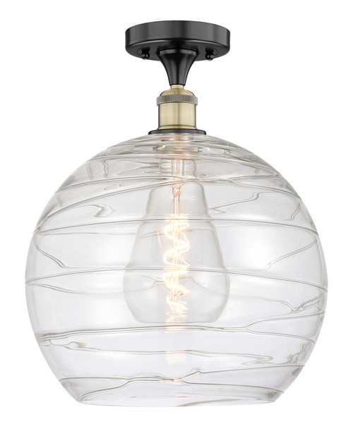 INNOVATIONS 616-1F-BAB-G1213-14 Athens Deco Swirl 1 13 inch Semi-Flush Mount Black Antique Brass