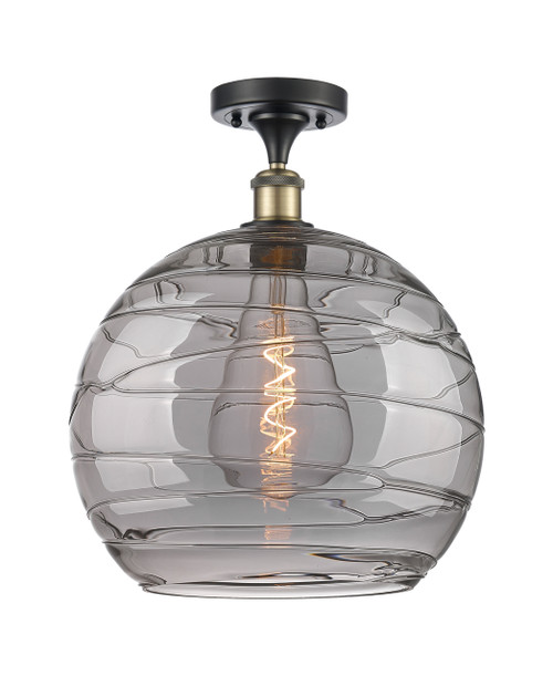 INNOVATIONS 516-1C-BAB-G1213-14SM Deco Swirl 1 Light 13.75 inch Semi-Flush Mount Black Antique Brass