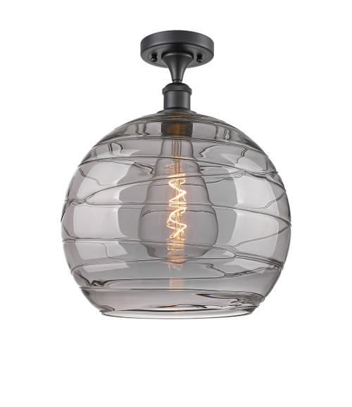 INNOVATIONS 516-1C-BK-G1213-14SM Deco Swirl 1 Light 13.75 inch Semi-Flush Mount Matte Black