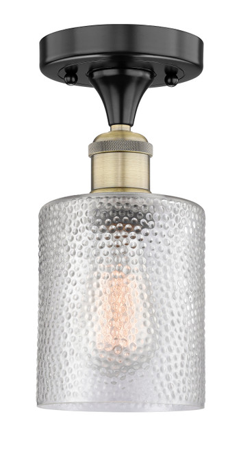 INNOVATIONS 616-1F-BAB-G112 Cobbleskill 1 5 inch Semi-Flush Mount Black Antique Brass