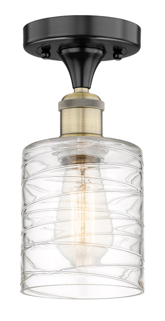 INNOVATIONS 616-1F-BAB-G1113 Cobbleskill 1 5 inch Semi-Flush Mount Black Antique Brass