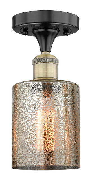 INNOVATIONS 616-1F-BAB-G116 Cobbleskill 1 5 inch Semi-Flush Mount Black Antique Brass