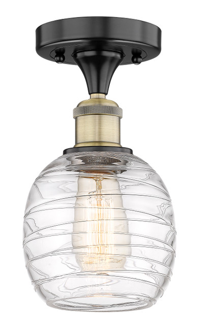 INNOVATIONS 616-1F-BAB-G1013 Belfast 1 6 inch Semi-Flush Mount Black Antique Brass