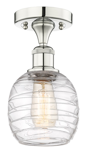 INNOVATIONS 616-1F-PN-G1013 Belfast 1 6 inch Semi-Flush Mount Polished Nickel