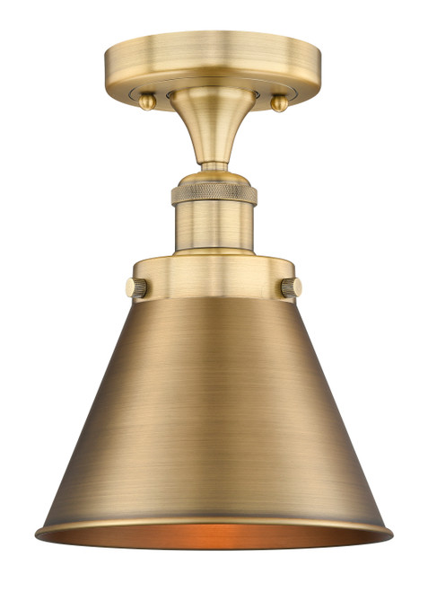 INNOVATIONS 616-1F-BB-M13-BB Appalachian 1 Light Semi-Flush Mount part of the Franklin Restoration Collection Brushed Brass