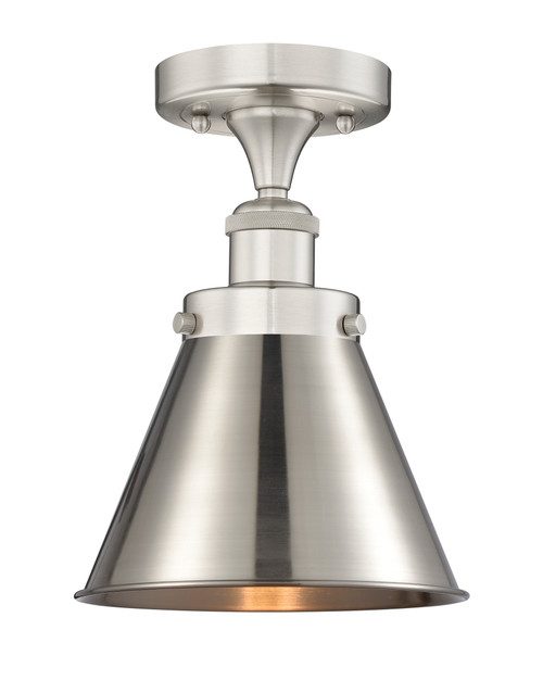 INNOVATIONS 616-1F-SN-M13-SN Appalachian 1 Light Semi-Flush Mount part of the Franklin Restoration Collection Brushed Satin Nickel INNOVATIONS 616-1F-SN-M13-SN Appalachian 1 Light Semi-Flush Mount part of the Franklin Restoration Collection Brushed Satin Nickel
