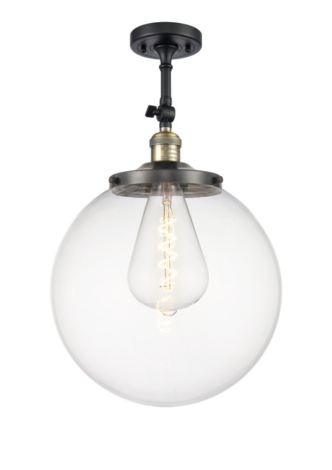 INNOVATIONS 201F-BAB-G202-14 Beacon 1 Light 14 inch Semi-Flush Mount Black Antique Brass