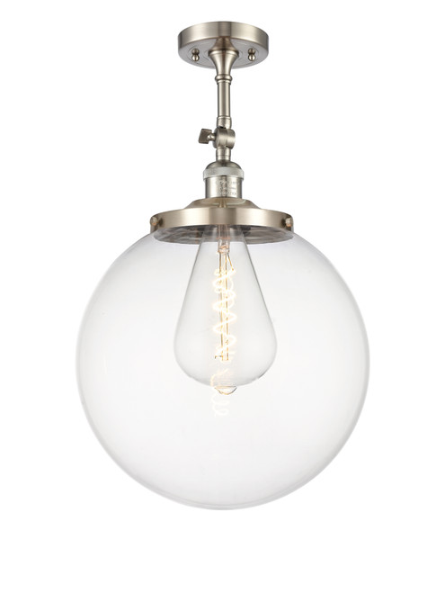 INNOVATIONS 201F-SN-G202-14 Beacon 1 Light 14 inch Semi-Flush Mount Brushed Satin Nickel