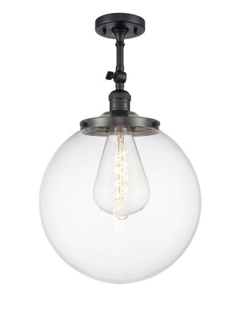 INNOVATIONS 201F-BK-G202-14 Beacon 1 Light 14 inch Semi-Flush Mount Matte Black