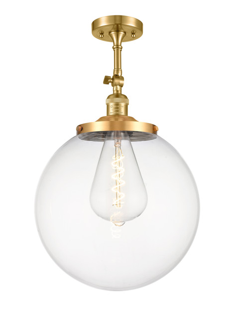 INNOVATIONS 201F-SG-G202-14 Beacon 1 Light 14 inch Semi-Flush Mount Satin Gold