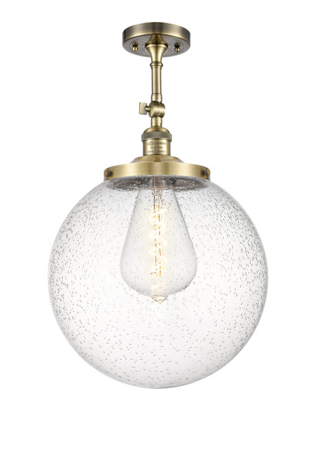 INNOVATIONS 201F-AB-G204-14 Beacon 1 Light 14 inch Semi-Flush Mount Antique Brass