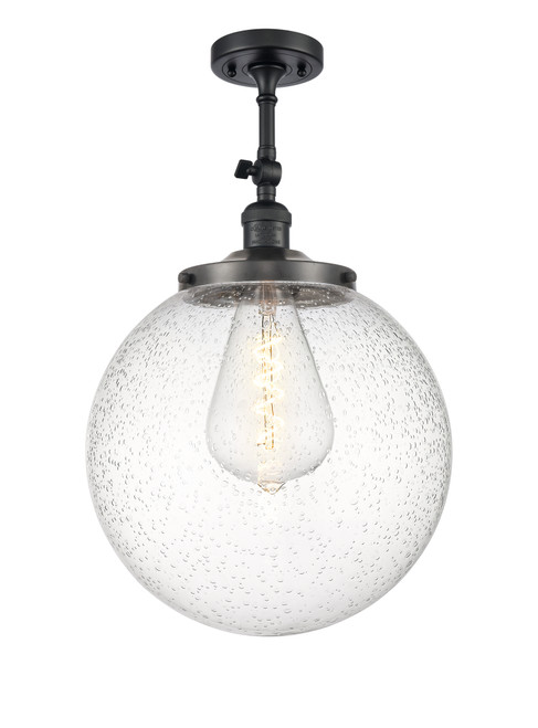 INNOVATIONS 201F-BK-G204-14 Beacon 1 Light 14 inch Semi-Flush Mount Matte Black